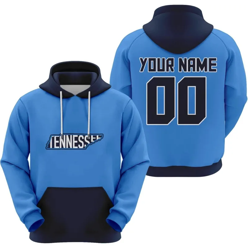 Men's Blue Tennessee Custom City Map Hoodie
