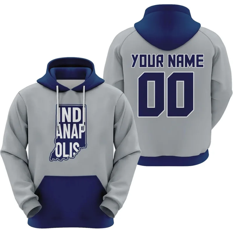 Men's Gray Indianapolis Custom City Map Hoodie