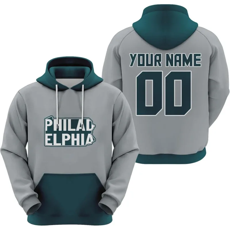 Men's Gray Philadelphia Custom City Map Hoodie