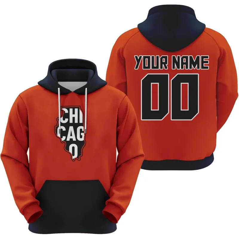 Men's Orange Chicago Custom City Map Hoodie