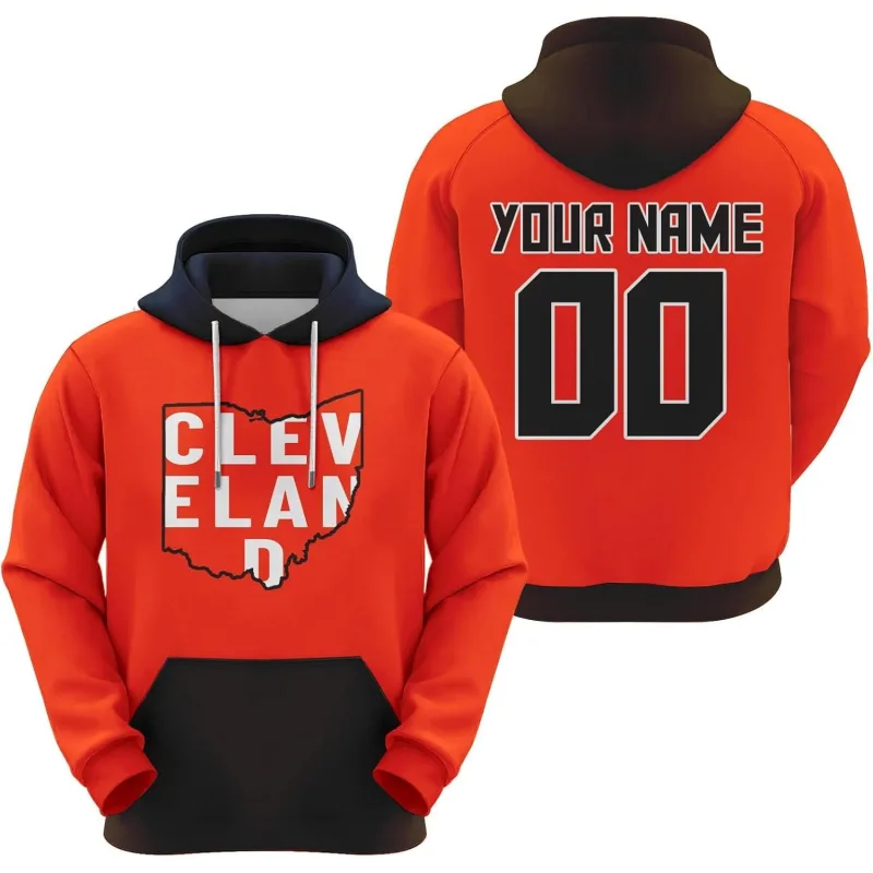 Men's Orange Cleveland Custom City Map Hoodie