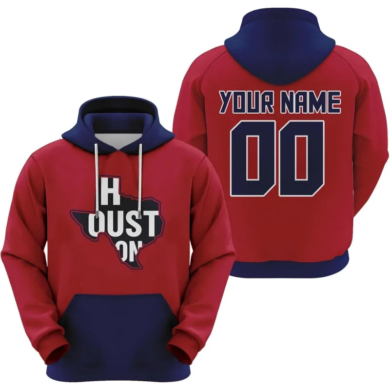 Men's Red Houston Custom City Map Hoodie