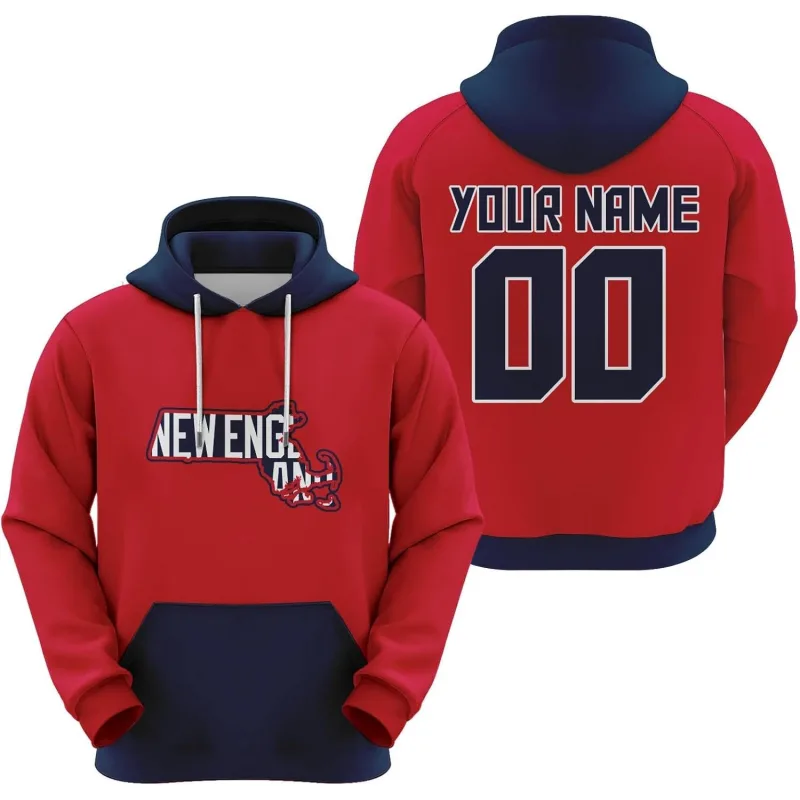 Men's Red New England Custom City Map Hoodie