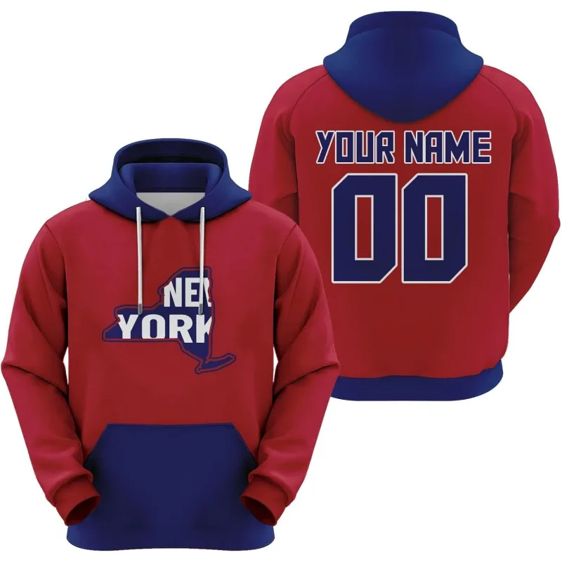 Men's Red New York Custom City Map Hoodie