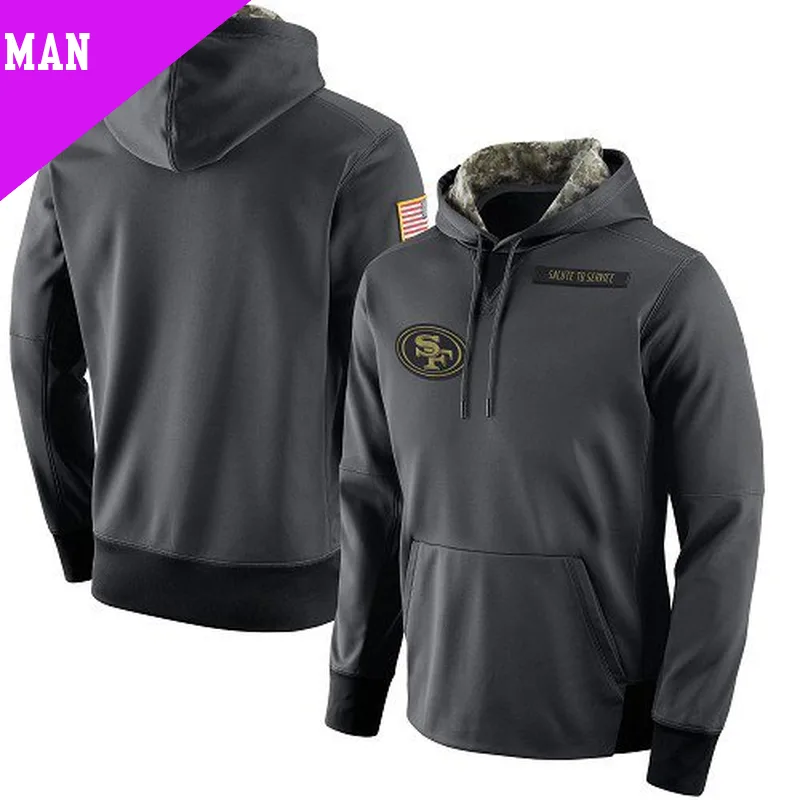 Men s San Francisco 49ers Anthracite Salute to Service Player Performance Hoodie