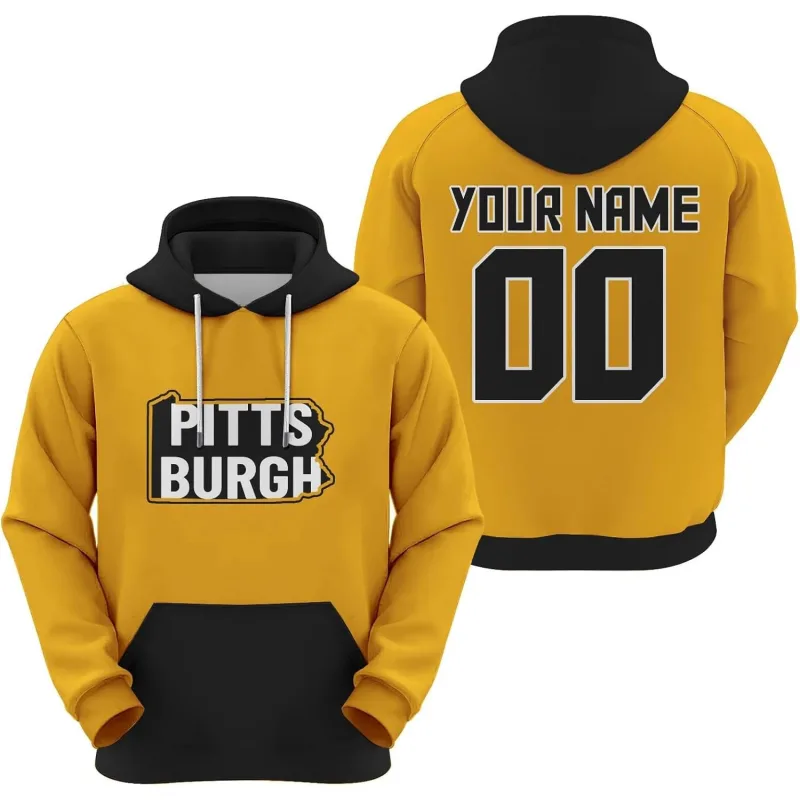 Men's Yellow Pittsburgh Custom City Map Hoodie