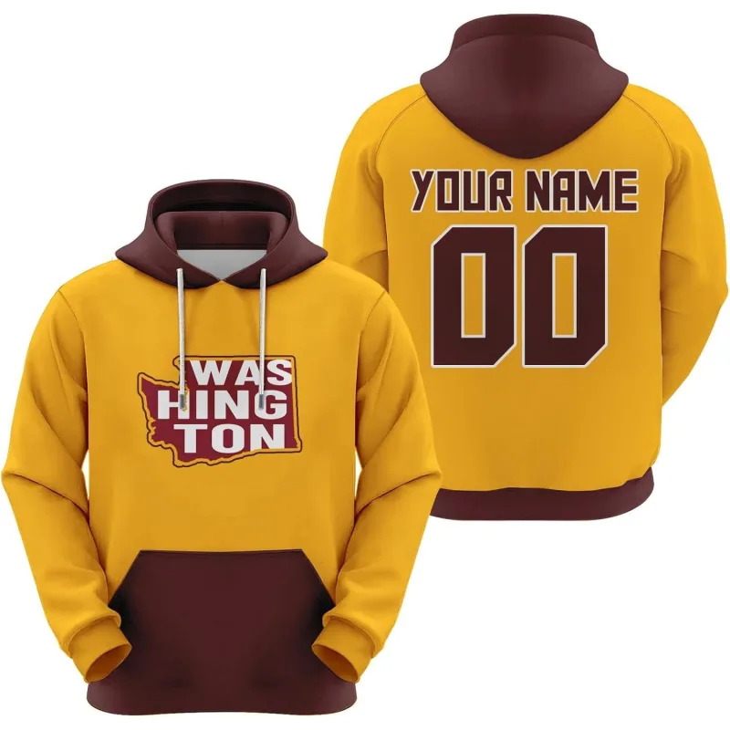 Men's Yellow Washington Custom City Map Hoodie