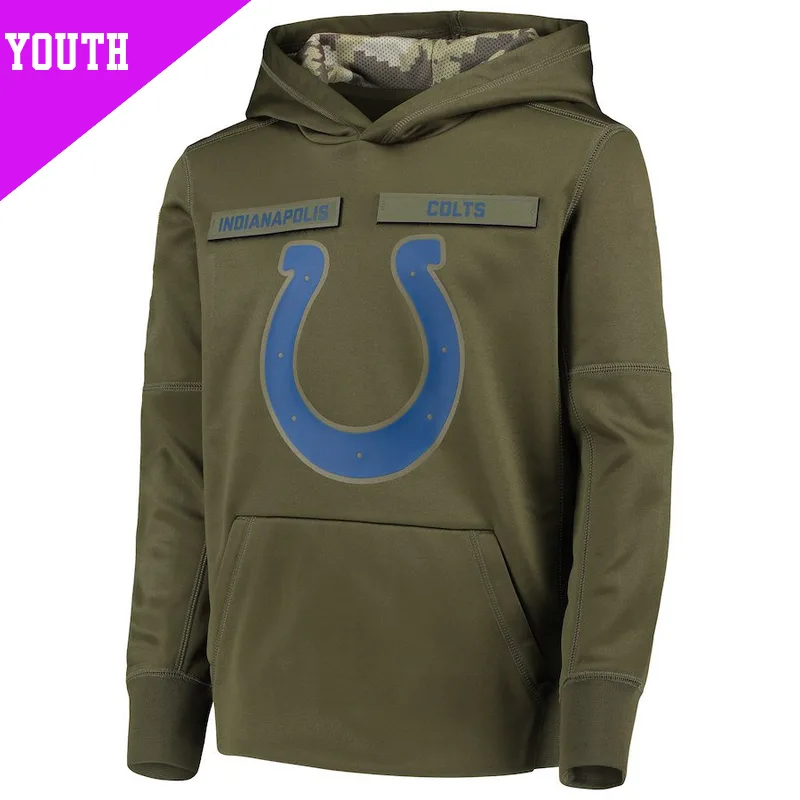 Youth Indianapolis Colts Green 2018 Salute to Service Pullover Performance Hoodie